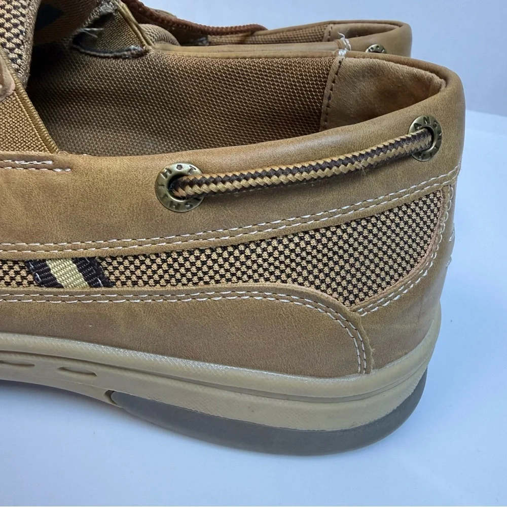 Tansmith Mens Tan Boat Shoes sz 8.5 Boho Casual Lace‎ Up Simulated Leather Mesh